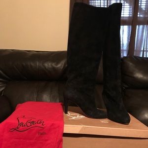 Black Christian Louboutin suede boots